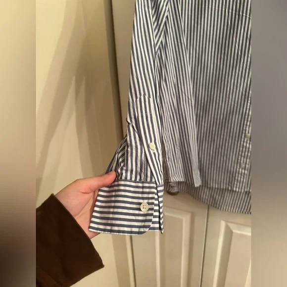 Madewell 100\% Cotton Stripe Classic Button-Down Shirt | Quiet Luxury. Size L - Picture 8 of 11